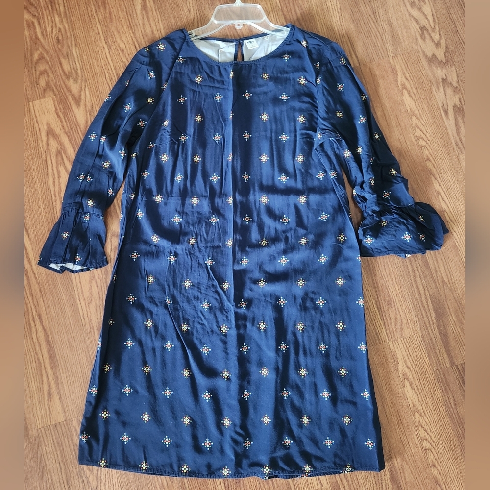 Old Navy Blue Dress with 3/4 Ruffle Sleeves